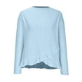 thumbnail image 6 of Jinhomg Womens Summer Shirts Dressy Casual Eyelet Ruffle Hem Blouse Lightweight Comfy Long Sleeve Tunic Tops Fashion Work Clothes Lightning Deals of Today Light Blue XL, 6 of 9