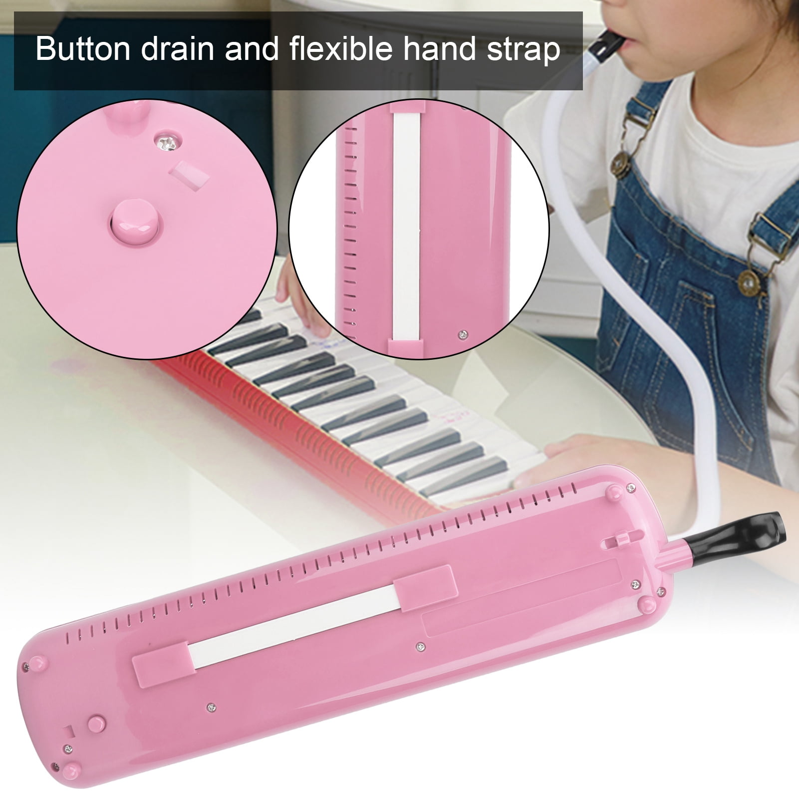 LIZEALUCKY 32 Piano Keys Melodica Musical Education Instrument, Piano Keyboard Harmonica Wind Musical Instrument with Portable Carrying Bag for Beginners[Pink]