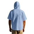 thumbnail image 5 of GrmtClth Mens Button Down Shirt Casual Long Sleeve Linen Shirts Summer Lightweight Hoodie Beach Yoga Drawstring Hooded Tops with Key Pockets Light Blue XXL, 5 of 9