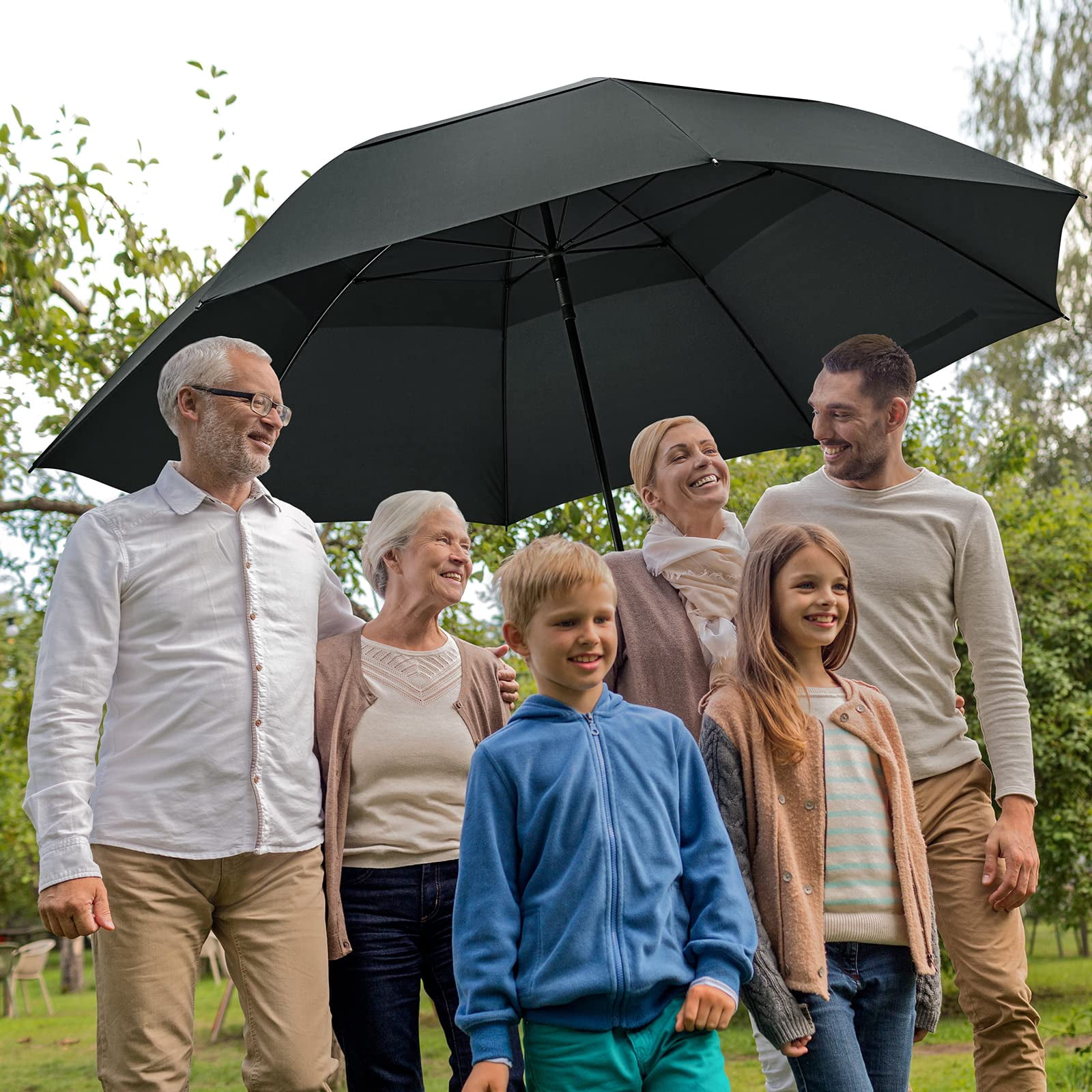 G4Free 80 Inch Huge Large Oversize Golf Umbrella Double Canopy Vented Windproof Stick Umbrellas, 6.6 Ft Heavy Duty for Outdoor Doorman Family