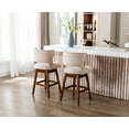 thumbnail image 4 of Guyou 26" Swivel Bar Stool Set of 2, Farmhouse Linen Upholstered Counter Height Bar Stools with Wooden Legs and Open Back for Kitchen Island Restaurant Home Bar Bistro, Beige, 4 of 11