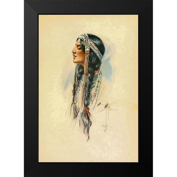 Fisher, Harrison 11x14 Black Modern Framed Museum Art Print Titled - Indian Woman from The Song of Hiawatha 1906