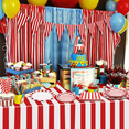 thumbnail image 5 of Carnival Circus Party Supplies, Red and White Stripes Party Decorations, Includes Paper Plates, Cups, Napkins, Carnival Tablecloth, Flag for Birthday Carnival Baby Shower Christmas, Serves 20, 5 of 7