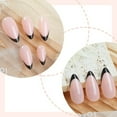 thumbnail image 5 of tegongse 24x Black French Tip Full Cover False Nail Simple Press On Nail Short Almond Stick On Nail Acrylic Nail for Daily, 5 of 9