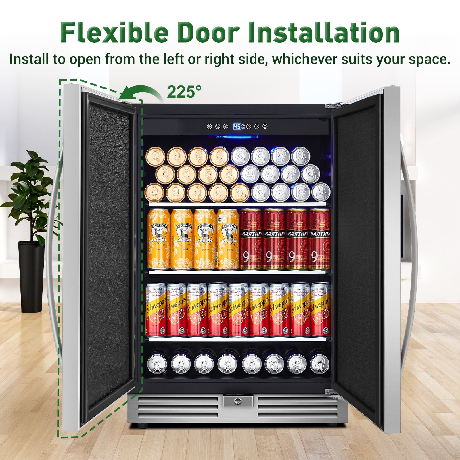 TITTLA 24 Inch Beverage Refrigerator, 210 Can Beverage Fridge for Beer Wine Soda, Beverage Cooler Built-in and Drink Fridge