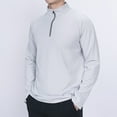 thumbnail image 2 of JUUYY Men's Quarter Zip Pullover Lightweight Long Sleeve Hiking Athletic Sweatshirts Performance Mock Neck 3/4 Zip Sweatshirt Gray XXXXL, 2 of 9