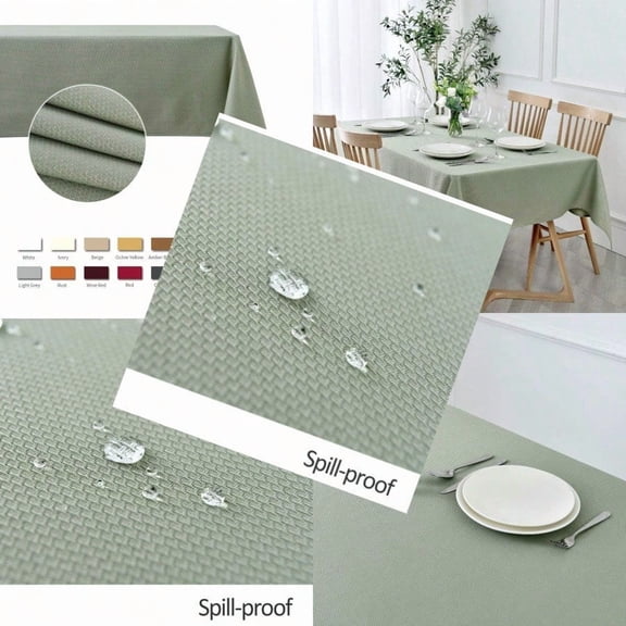 Rectangle Textured Tablecloth Waterproof Spillproof Wrinkle Free Table Cloth Kitchen Dining Tabletop Decoration Fabric Table Cover for Outdoor and Indoor Use 52 x 70 Inch Sage Green