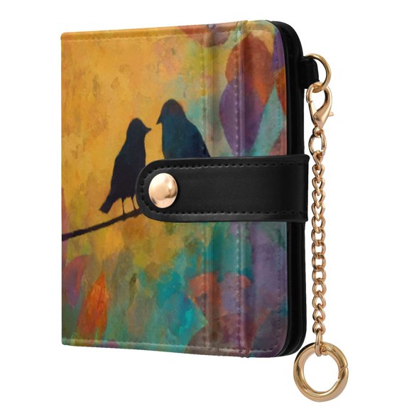 Womens Wallet PU Leather Bifold Small Purse with RFID Blocking Credit Card Holder Birds on A Wire