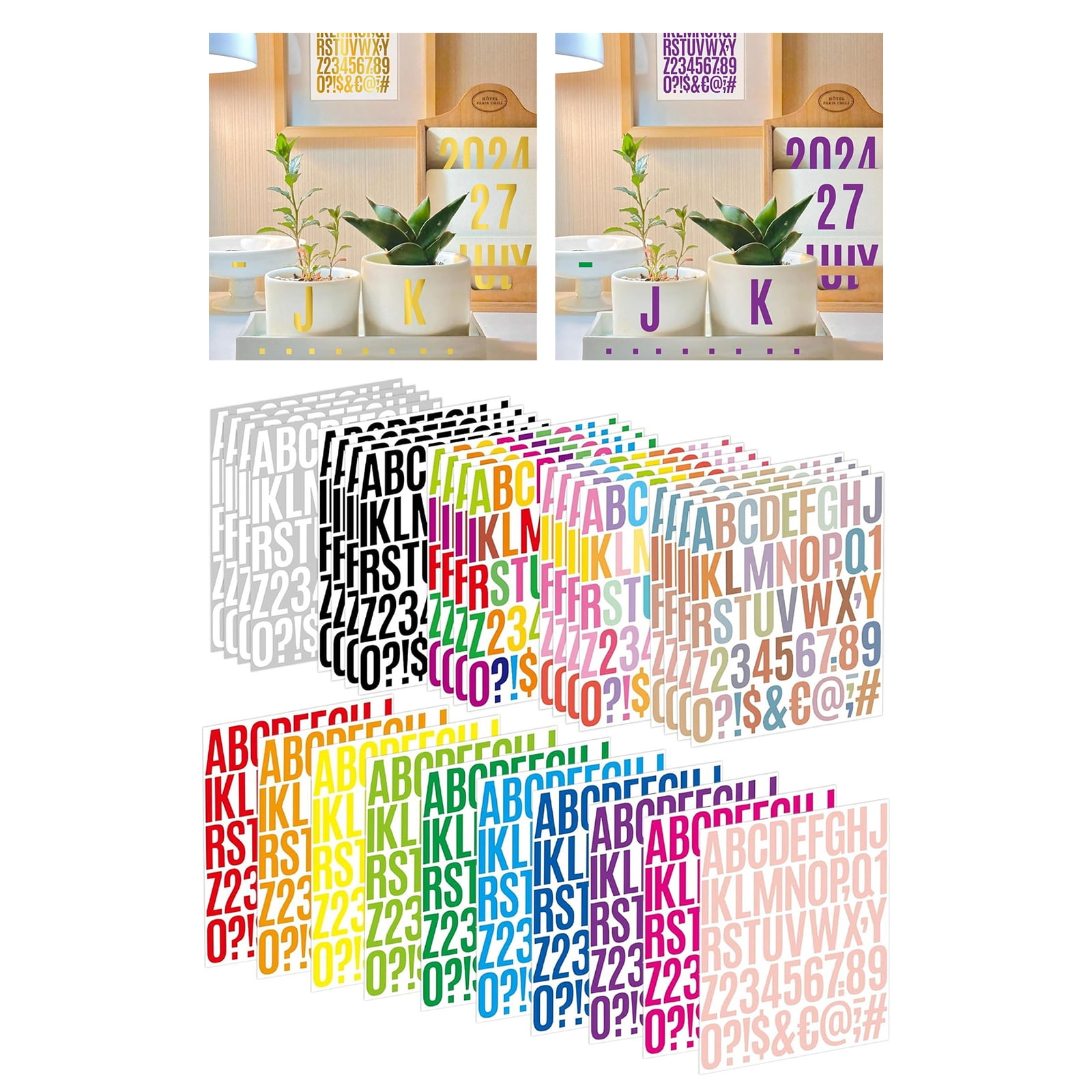 30Sheets Large Letter Sticker Decorative Sticker Gold Glittering Letter Number Sticker Adhesive Sticker for Scrapbooking