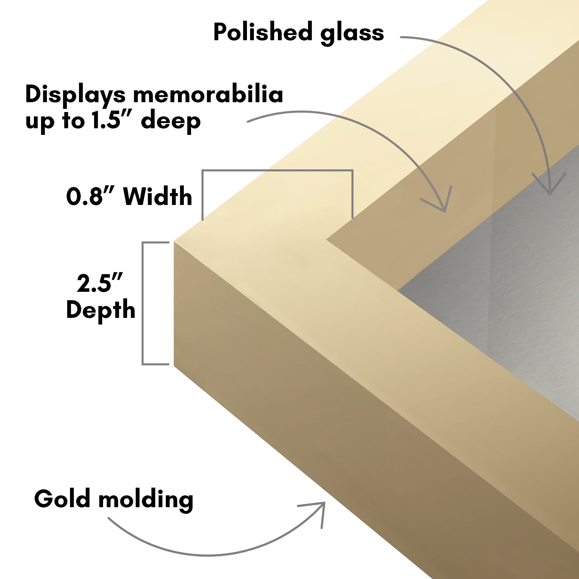 Americanflat 11" x 14"Shadow Box Frame with Shatter-Resistant Glass - Large Shadow Box Display Case for Tabletop and Wall Display - Gold