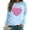 Light Blue, variant on Womens Sweatshirt Long Sleeved Crew Neck Heat Printed Pullover Tops Solid Color Casual Cozy Soft Winter Fall Womens Sweatshirts Pink L