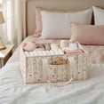 thumbnail image 3 of HUISZJ Floral Diaper Caddy Organizer, Stylish Nursery Storage Basket with Handle, Reusable Storage Bag for Newborn Work Travel Outdoor (Beige), 3 of 7