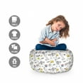 thumbnail image 2 of USA Storage Toy Bag Chair, Liberty New York City Hotdog Manhattan Bridge American Illustration, Stuffed Animal Organizer Washable Bag, Large Size, Yellow Grey White, by Ambesonne, 2 of 3