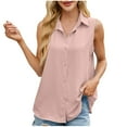 thumbnail image 2 of QUNYINEY Casual Womens Button Down Shirt Collared Solid Sleeveless Tank Tops Loose Shirts, 2 of 9