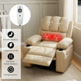 thumbnail image 4 of Bingirl Oversized Power Recliner Chair 360°Swivel Lazy Recliner with Heat and Massage,Faux Leather Rocking Chair with 1.5X Sponge Filling & Cup Holder Beige, 4 of 7