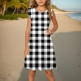 thumbnail image 6 of Girls Dresses Summer Size 4-14 Cute Ruffle Sleeveless Crewneck Sundresses Teens Juniors Plaid Printed Pullover Beach Midi Dress, 6 of 7