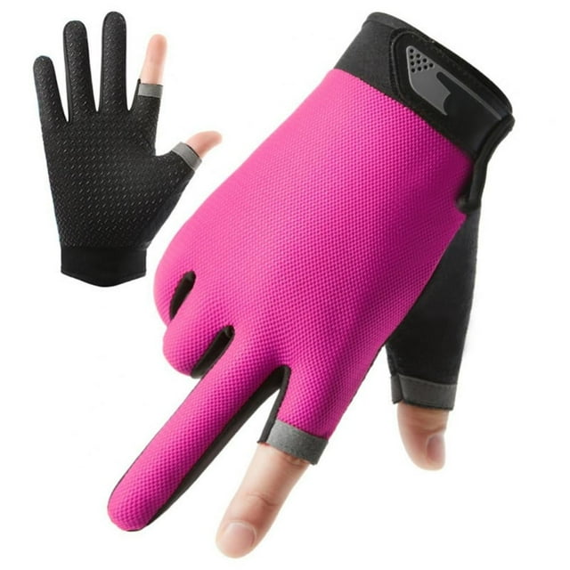 Gants Roses Mitaines de Pêche Respirants Antidérapants Demi-Doigt/2 Doigts Coupés Gants de Soleil Évacuant l'Humidité Équipement de Pêche Gants pour Pêche Cyclisme Bateau Surf Randonnée