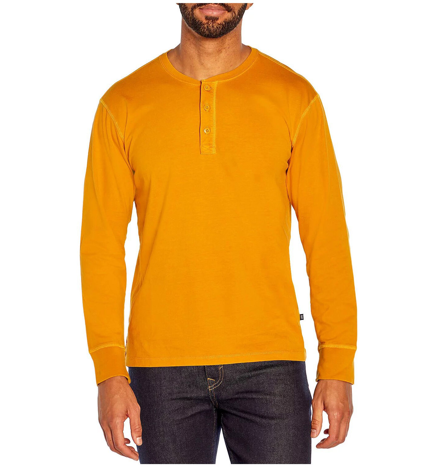 Gap Men's Long Sleeve Henley Shirt (Golden Yellow, Large)