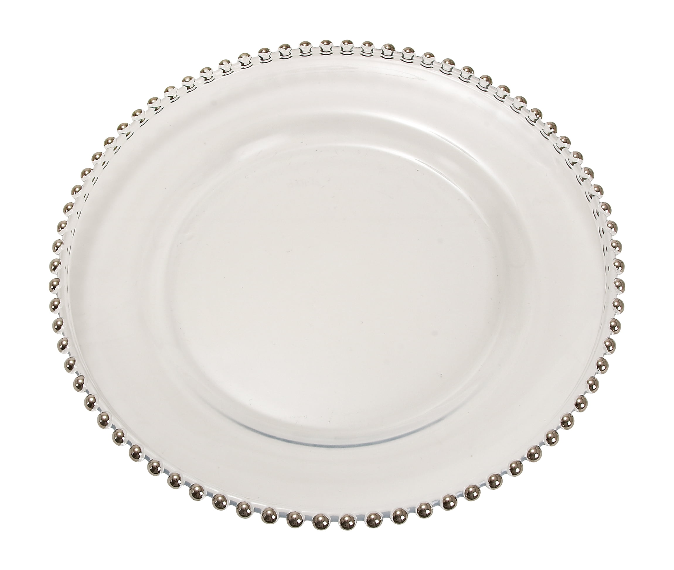 Decmode Glam 13 Inch Smooth Glass Charger Plate, Silver
