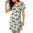 thumbnail image 2 of Wukai Excavator Print Women's Loose Short Sleeve Nightgown, Soft Sleep Dress for Comfortable Relaxation, Casual Lounge Wear, 2 of 6