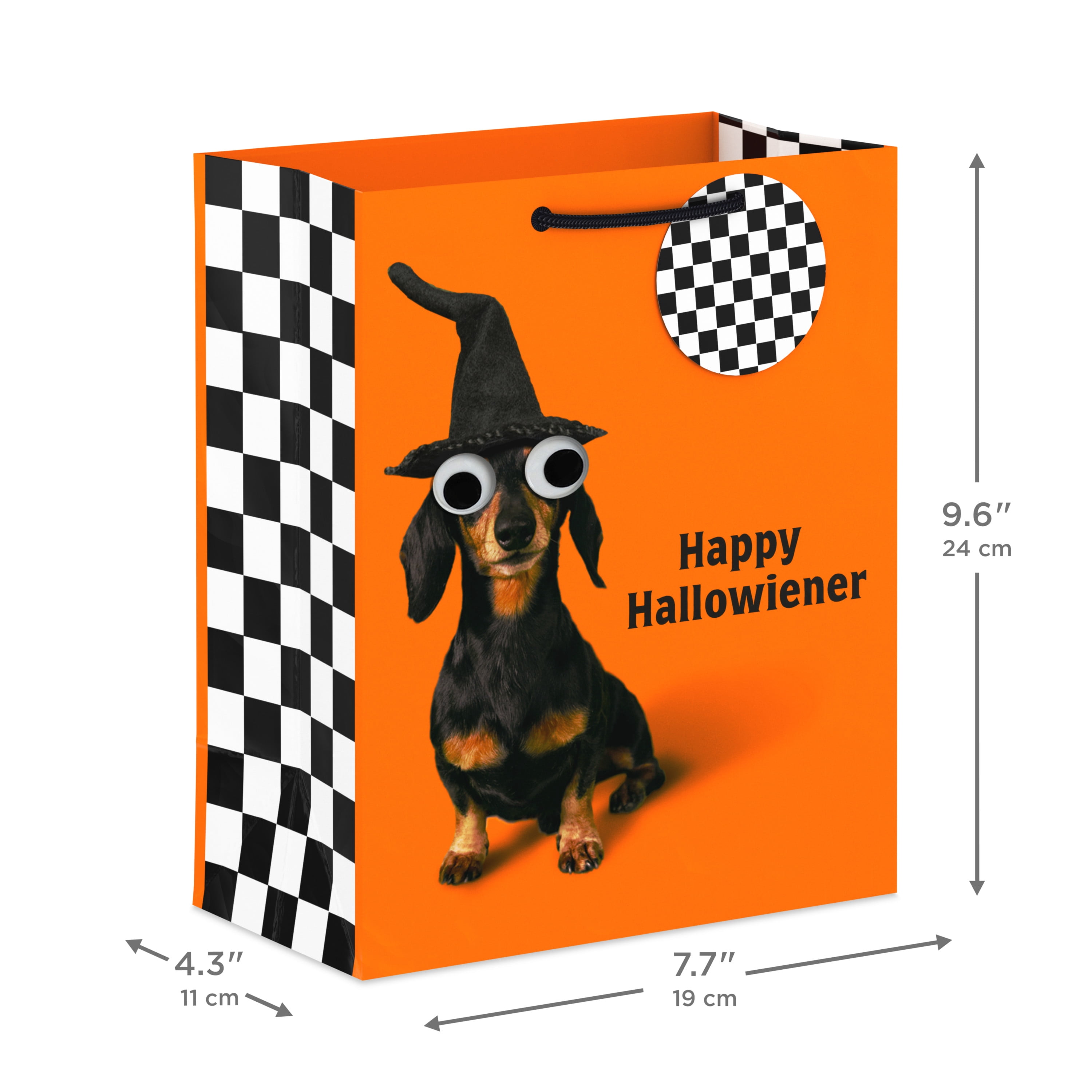 Hallmark Medium Halloween Gift Bag With Tag (Happy Hallowiener), 1 Count