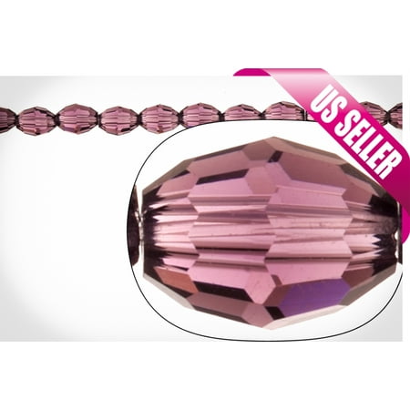 Amethyst Facet Crystal - Amethyst Oval Crystal Beads 8x6mm, 42-Facet Surface Cutted, 48pcs / string of 16 inchs