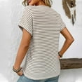 thumbnail image 5 of QUNYINEY Womens Shirts Casual Short Sleeve V Neck Striped Tops Going Out Pullover Loose Shirts, 5 of 5