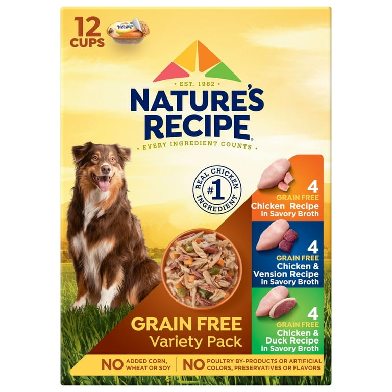 Nature s Recipe Grain Free Wet Dog Food Variety Pack Chicken Recipes in Savory Broth 2.75 oz 12 Count Walmart