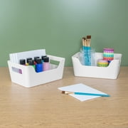 (5 pack) Mainstays Easy Access Bins Plastic Storage Bins, Small, White, 2-Pack, 9.5 in x 6.5 in x 4 in