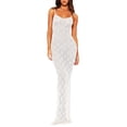 thumbnail image 1 of Franhais Women Beach Sleeveless Dress With Solid Color Geometric Pattern Long Type Skinny Version Clothing White Club Street Style（S-L）, 1 of 9