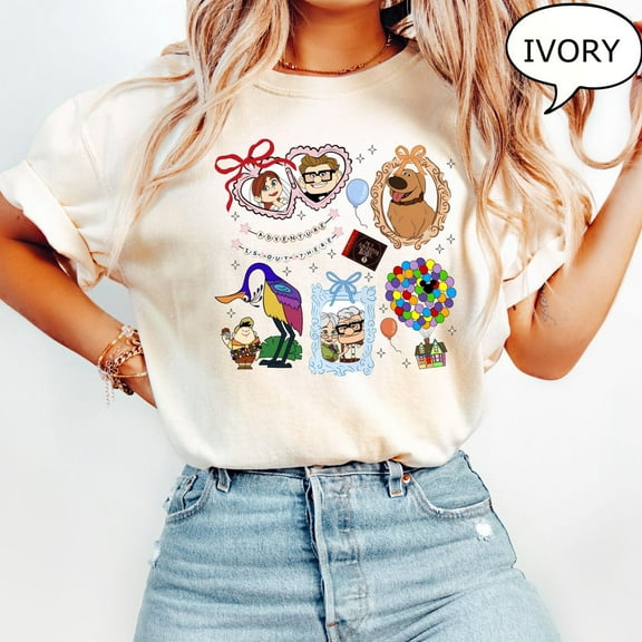 Disney Up T-Shirt, Coquette Bow Shirt, Ellie And Carl Shirt, Disney Adventure Shirt, Disney Couple Tees, S-5Xl Shirt