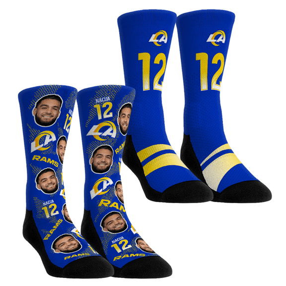Unisex Rock Em Socks Puka Nacua Los Angeles Rams Player Football Guy Two-Pack Crew Sock Set