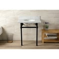 thumbnail image 2 of Kingston Brass KVBH3022M80 Templeton 30-Inch Carrara Marble Console Sink with Brass Legs (8-Inch, 3-Hole) in Carrara Marble White/Matte Black, 2 of 9