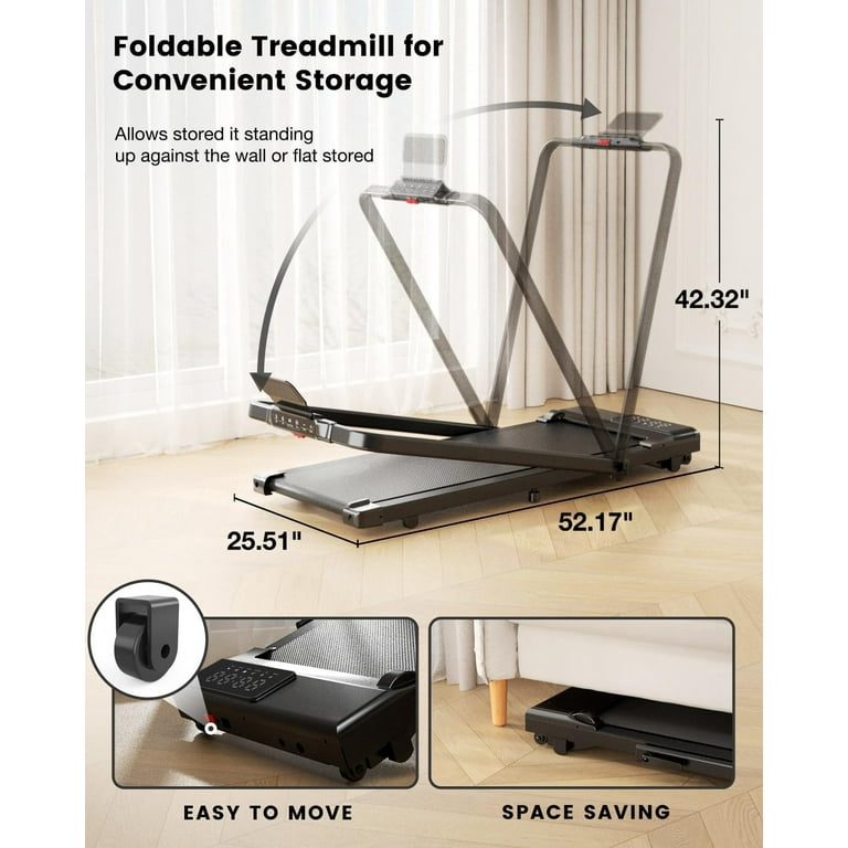 【Y u i 】 YDZJY 3 in 1 Folding Treadmill 300lbs Capacity, 3 HP Indoor