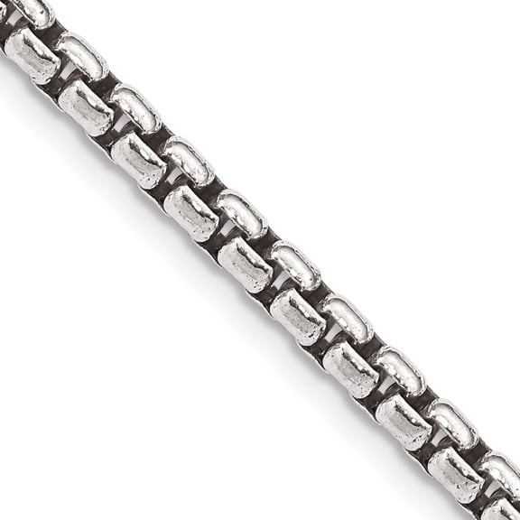 Sterling Silver Antiqued 3.6mm Round Box Chain (16 X 3.6) Made In Italy qfc216-16