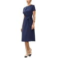 thumbnail image 2 of Summer Dress for Women Work Casual Short Sleeve Crewneck A Line Flowy Dresses with Belt XS Navy Blue, 2 of 6