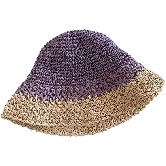 CoCopeaunts Women Sun Hat Wide Brim Fishing Hat for Women Cute Handmade Woven Straw Hat Foldable Bucket Hat UV Protection Beach Hat
