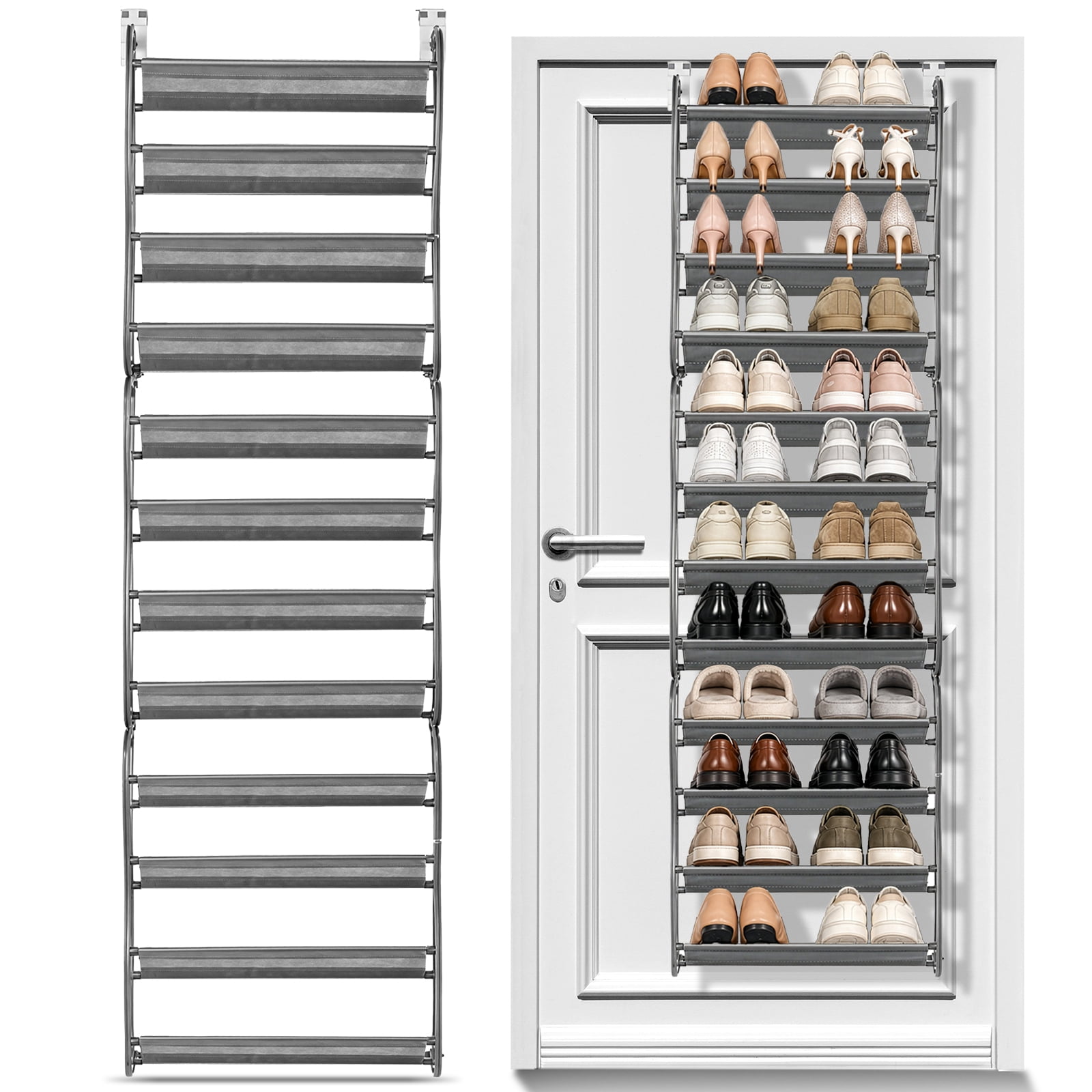 Astoutdoor 12-Tier Hanging Door Shoe Rack, Grey, 19.68 x 6.69 x 71.26 in