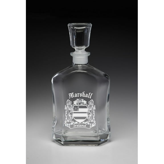 Marshall Irish Coat of Arms Whiskey Decanter (Sand Etched)