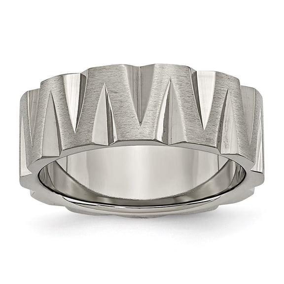Titanium Notched 8mm Satin & Polished Band Size: 8; for Adults and Teens; for Women and Men