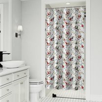 White Christmas Gnome and Light Pattern Shower Curtain 36"x72" ,Bathroom Decorative Shower Curtains Set with 12 Hooks,Modern Waterproof Washable Shower Curtain