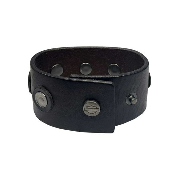 Harley-Davidson Men's Center Rivet Leather Cuff Bracelet Wristband (S/M) Brown, Harley Davidson