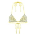 thumbnail image 3 of Aislor Women's Sparkly Bikini Top Halter Shiny Triangle Bralette Rave Tops Self-tie Swimsuit Bra Gold L, 3 of 5