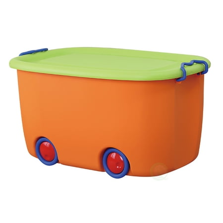 basicwise stackable toy storage box with wheels