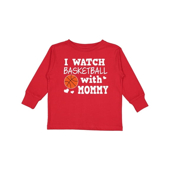 Inktastic I Watch Basketball with Mommy Boys Long Sleeve Toddler T-Shirt