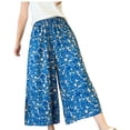 thumbnail image 3 of Pantalones de Mujer Casual Silk Printed Loose Wide Leg Pantalones Recortados de Poliéster, Pantalones Casuales para Uso Diario Y Al Aire Libre, 3 of 4