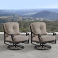thumbnail image 3 of Aluminum Ornate Deep Seating Swivel Rocking Club Chairs Tan Cushions, 3 of 7