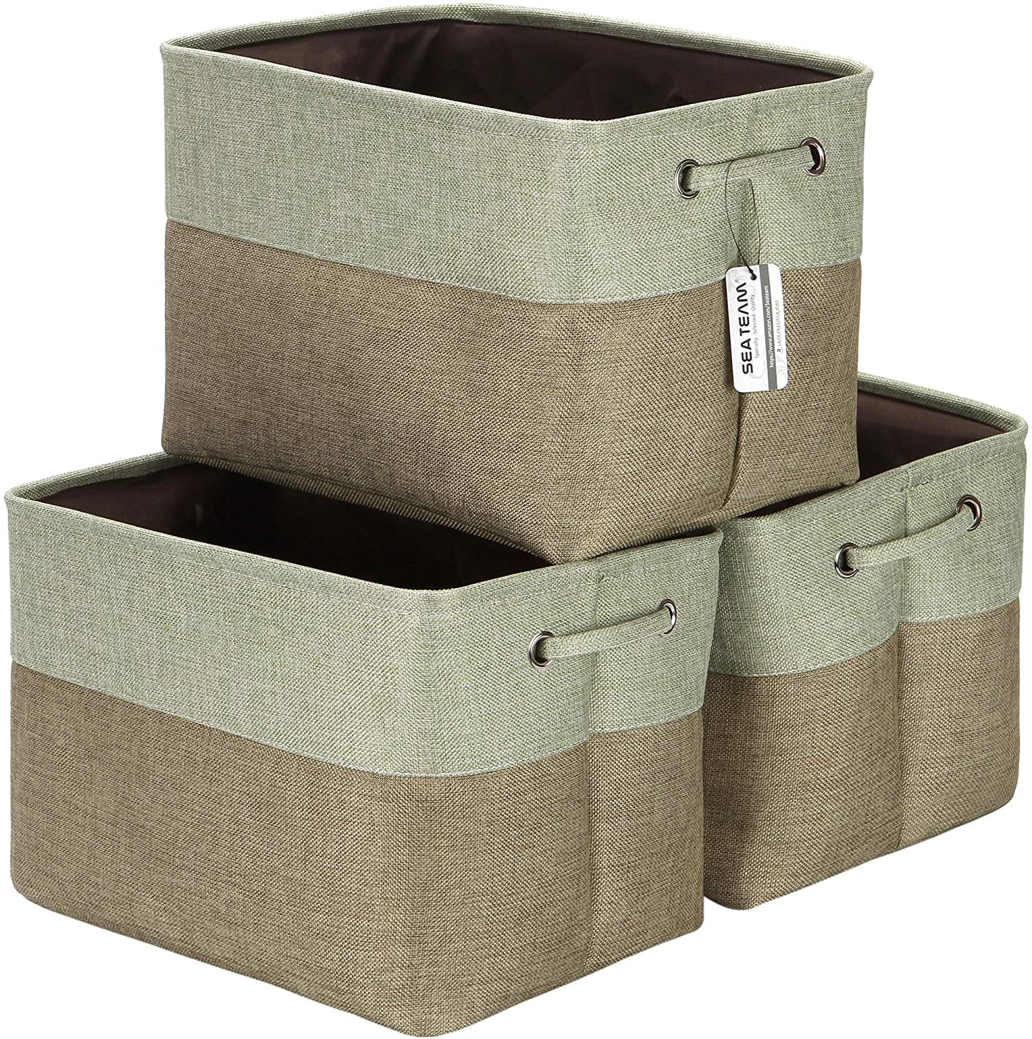 Canvas Fabric Storage Baskets Bins Collapsible Toy Boxes Organizer for Shelves 