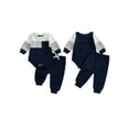 thumbnail image 2 of Gzhioc Infant Baby Boy Fall Outfits 0 3 6 12 18 24 Months Long Sleeve Crew Neck Knit Romper and Elastic Waist Jogger Pants Set, 2 of 9