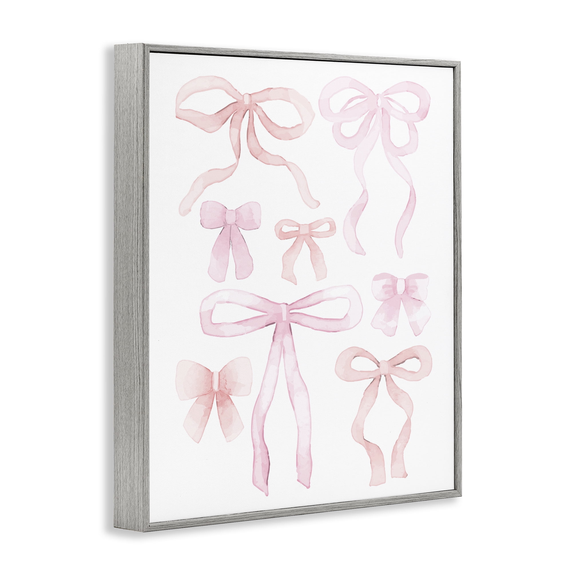 Feminine Chic Bows Gray Framed Giclee Art, design by Kim Allen